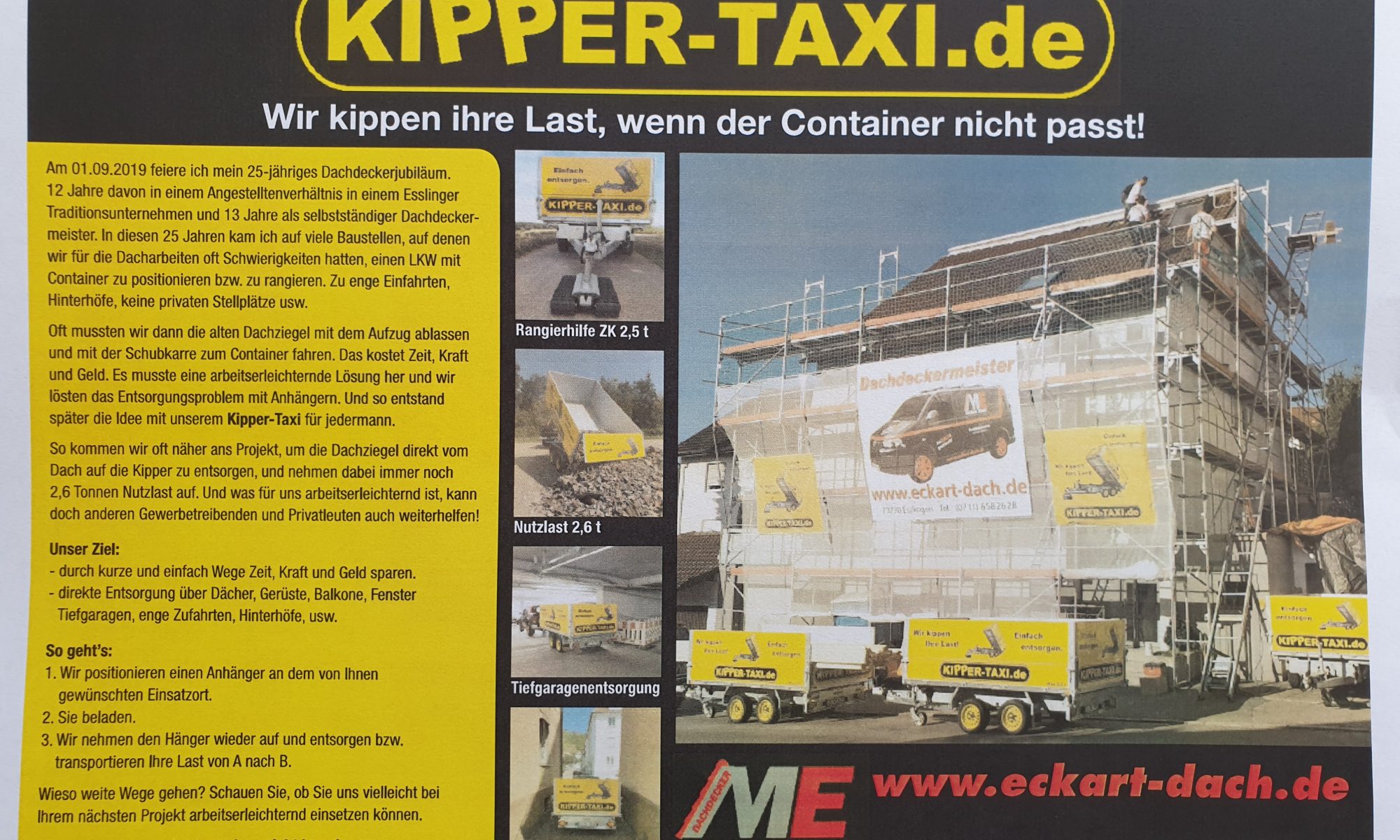 Anhänger mieten bei Kipper Taxi